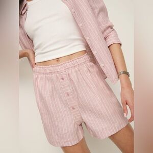 NWT Reformation Billy Linen Short Pink Baby Girl Striped Size XS